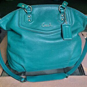 Coach Madison Lindsey Green Leather Convertible Satchel